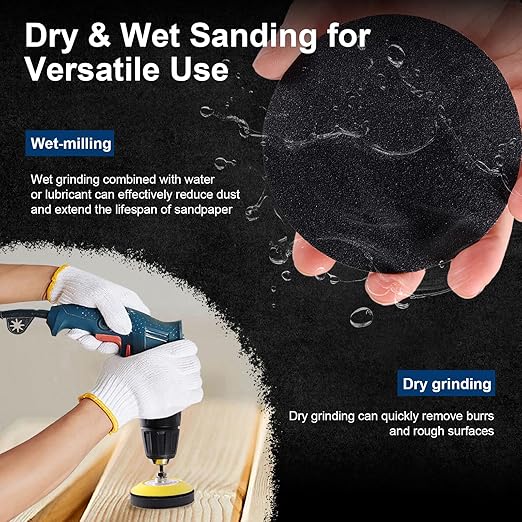 308 Pieces 3 Inch Sanding Discs, GOH DODD Wet Dry Sandpaper with Interface Pad and Backer Plate 1/4" 1/8" Shank, 60-10000 Grits Grinding Abrasive Sand Paper for Auto Metal Glass Resin Wood Sanding