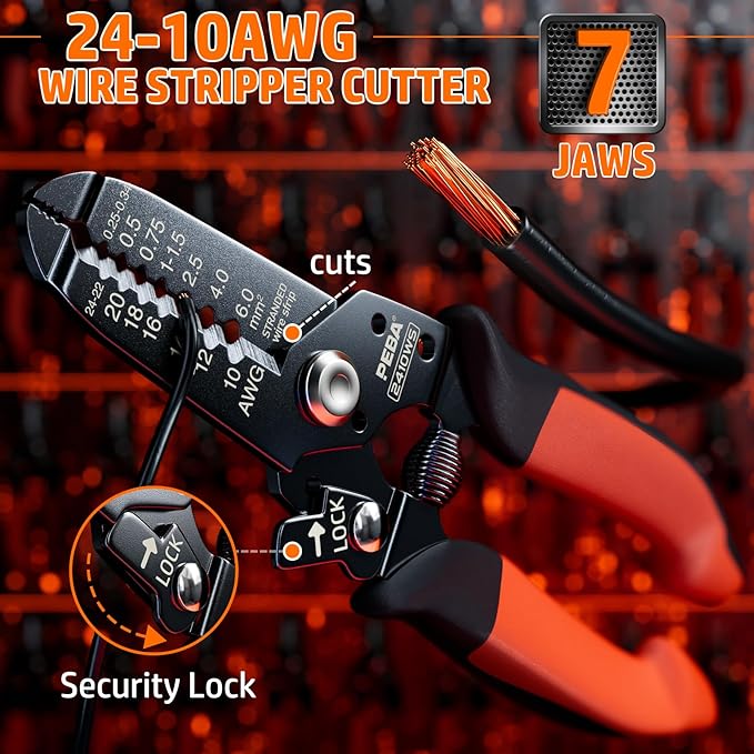 PEBA Ferrule Crimping Tool Kit, 33 Sizes Ferrules Terminal, Self-Adjusting Crimp Pliers for AWG 28-7 Wire Ferrules, Wire Strippers | Wire Crimper - Electrical Connector Pliers - Ratchet Crimp Tool Set