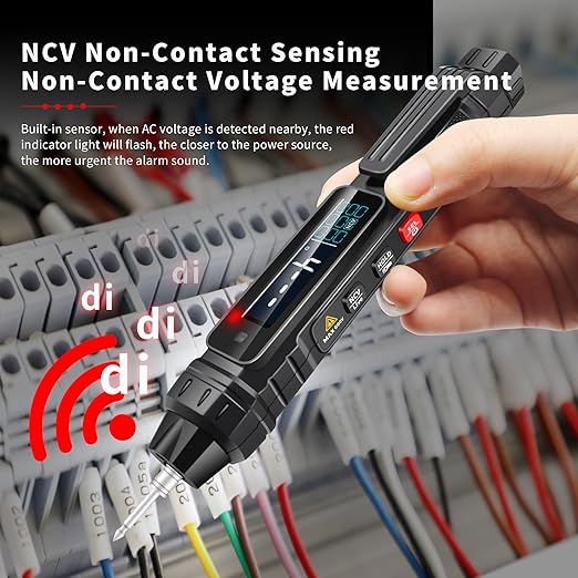 Pen Type Digital Multimeter Voltage Tester NCV Non-Contact Meter 600V Voltmeter, Measure AC DC Voltage Resistance Diode Capacitor Frequency Continuity for Electrician Tools