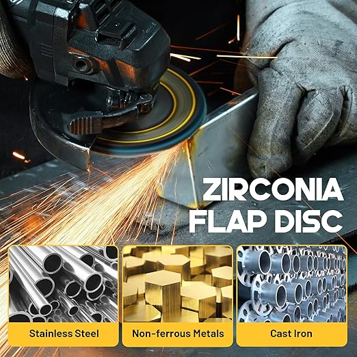 TOLESA Flap Discs 4 1/2 for Angle Grinder, 80 Grit Type 29 Zirconia Grinding Disc for Stainless Steel, Sheet Metal, Cast Iron (24 Pack)