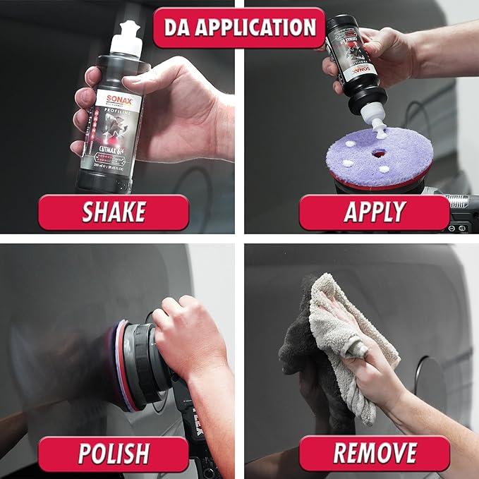 SONAX CutMax Compound 246141 | High-Abrasive Paint Correction Polish for P1500 Grit Sanding Marks | Silicone-Free, Dust-Free, and Odorless | Long Buffing Cycle for Severe Weathered Paint | 250ml