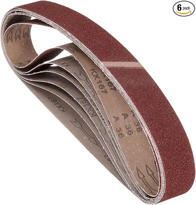 6Pcs Sanding Belts 2 x 48 Inch 36 Grit Aluminum Oxide Abrasive Sandpaper for Belt Sander Metal Grinding Wood Working Weld Rust Removal