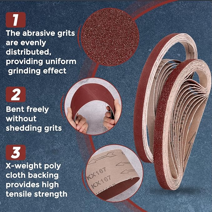 24 Pcs Sanding Belts 1/2 x 18 Inch 400 Grit Aluminum Oxide Abrasive Sandpaper for Belt Sander Metal Grinding Wood Working Weld Rust Removal