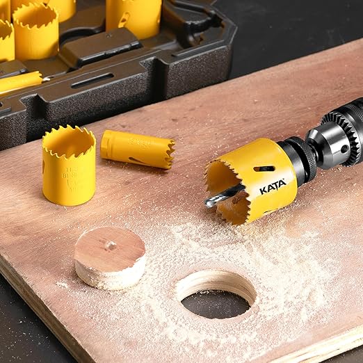 KATA Bi-Metal Hole Saw Kit, 28 Piece M42 Steel Hole Saw Set with 3/4" -4-3/4" (19-121mm), General Purpose Hole Saw Blades in Case with Arbors, Drill Bit, Hex Key for Thin Metal, Hard Wood, Drywall