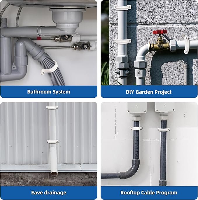 20 Set PVC conduit pipe strap clamps Φ32 MM - SCH 1 IN,Two Hole plastic pipe clips