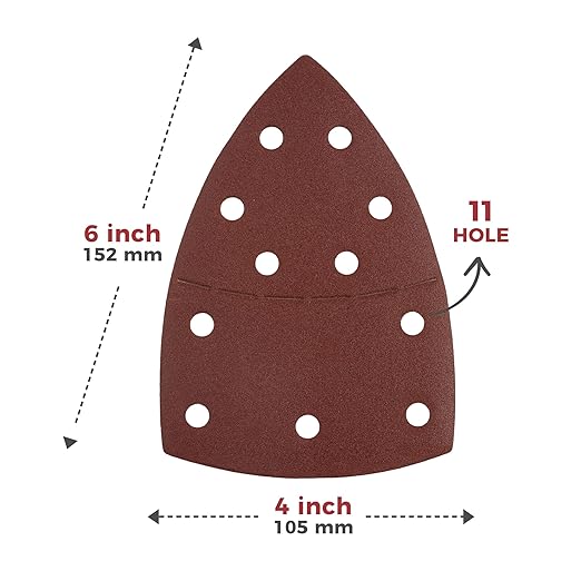 S SATC 50 PCS Mouse Sander Sandpaper 11 Holes 240 Grit Detail Sander Sandpaper Palm Sander Paper Hook and Loop Sander Pads Triangular Sanding Sheets