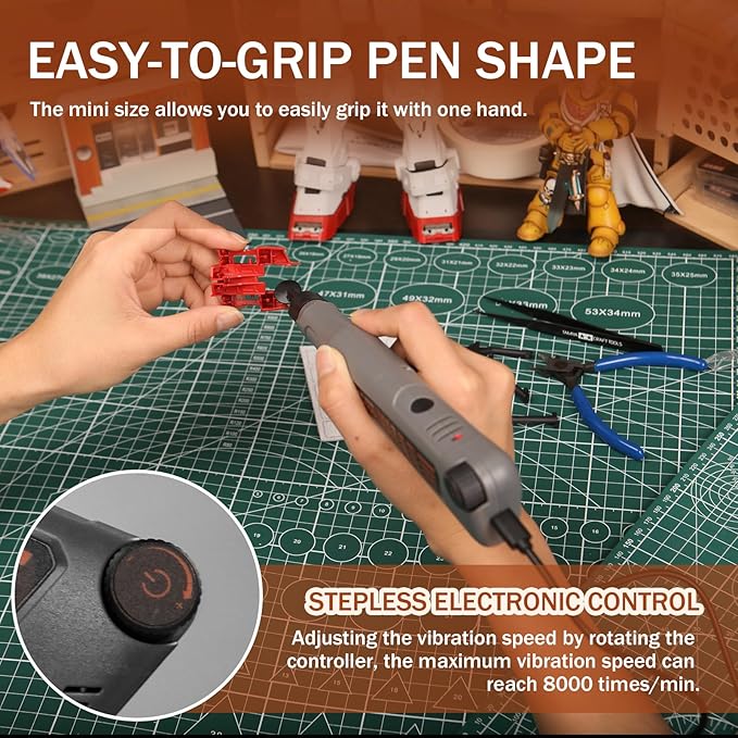 Cordless Pen Sander, Variable Speed and USB Charging with LED Light, Multi-Purpose Power Tool for Sanding, Polishing, Finishing, DIY Crafts