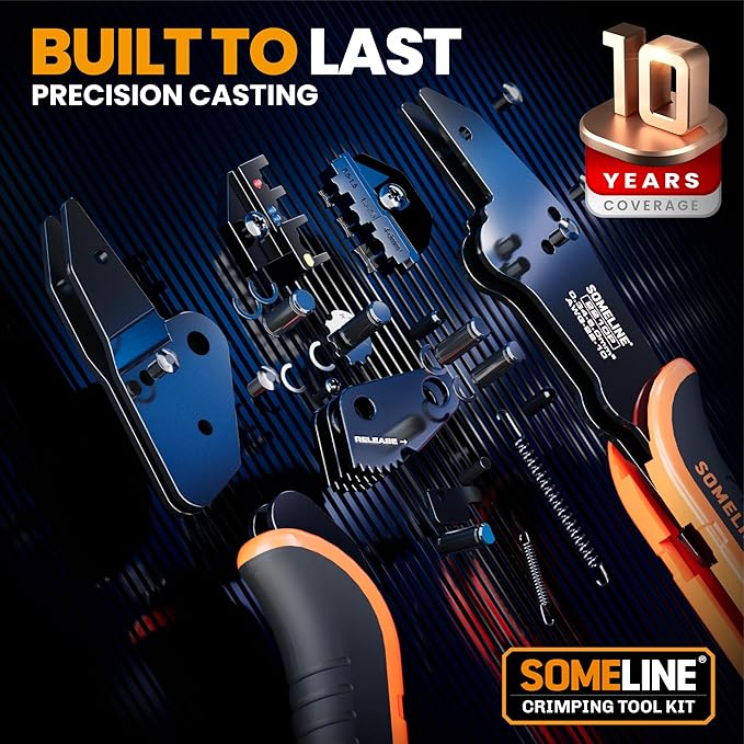 SOMELINE Crimping Tool for Insulated Electrical Wire Connectors Kit, with 21 Sizes PVC Insulated Wire Terminals and 22-10 AWG Ratchet Crimping Pliers – for Automotive & Electrical Repairs