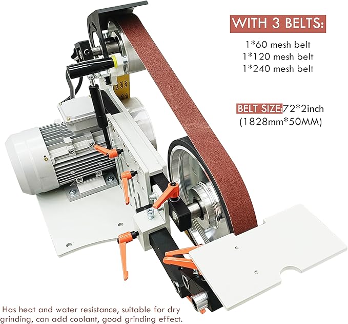TECHTONGDA Belt Sander Grinder Variable Speed 72inch Belt with 3 Grinding Wheel Bench for Knives Cutting Tools Double-layer Framework 220V
