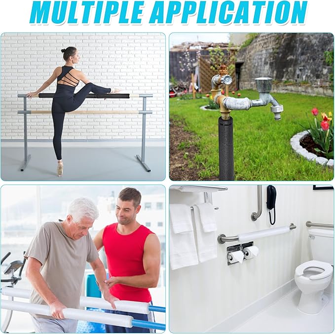 4 Pack Pipe Insulation Foam Tube, 15.74 Inch Black Pool Noodles Foam Snake Pipe Wrap Protection Multi-Purpose Soft Foams Tubing for Winter Water Pipes and Outdoor Indoor Swimming Pool Handle