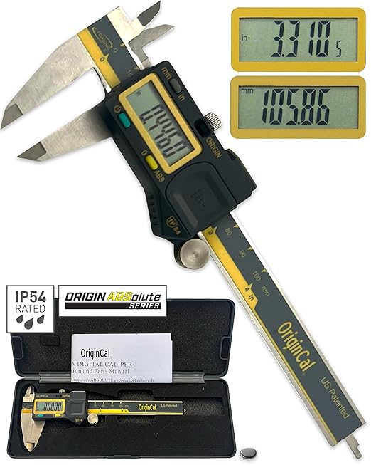 iGAGING Absolute Origin 0-4" Digital Caliper, IP54 Stainless Steel, SPC/USB Output Port, Inch & Metric Modes, Case, Manual