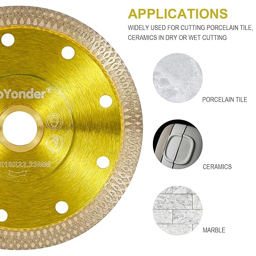 GoYonder 4.5 Inch Super Thin Tile Saw Blade, Diamond Blade for Angle Grinder, Dry Wet Tile Blade for Ceramic Tile, Concrete, Granite Cutting