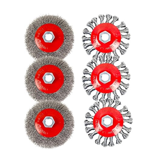 Wire Wheel Brush for 4-1/2" Angle Grinder 4 Inch Wire Wheel Twisted/Crimped Kit 5/8"-11 Threads Arbor - 6pcs
