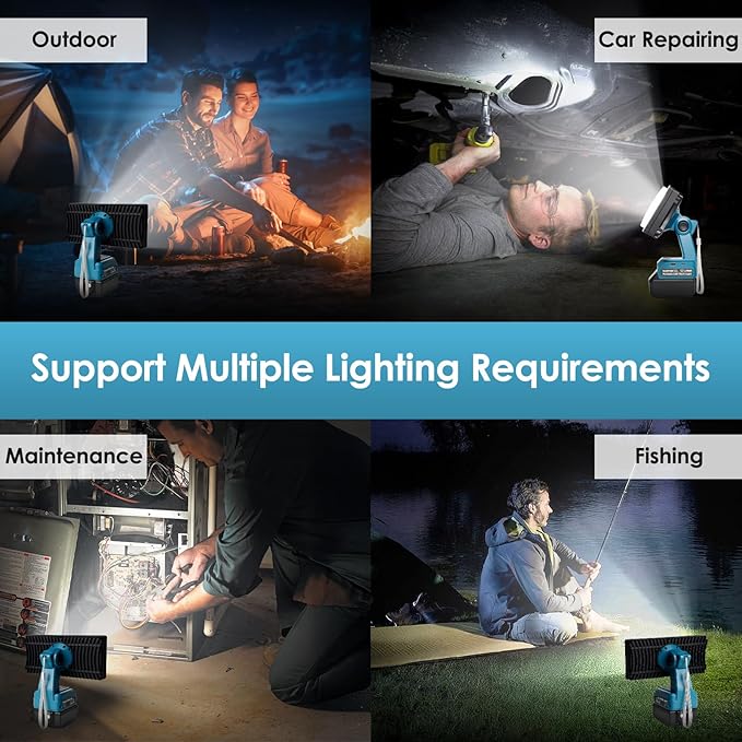 40W 4200LM Cordless LED Work Light Flashlight Compatible with Makita 18V Li-Ion Battery with 3 Lighting Modes and USB Charging Port for Job Site,Camping,Hiking, Indoor,Outdoor