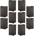 Suncast Trash Hideaway Outdoor 33 Gallon Garbage Waste Can Bin, Java (10 Pack)