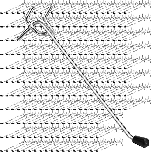 Tatuo 200 Pcs Pegboard Hooks Galvanized Metal Pegs with Rubber Tip Fit 1/4" 1/8" for Garage Store Wall Tool Organization Display(6 Inch)