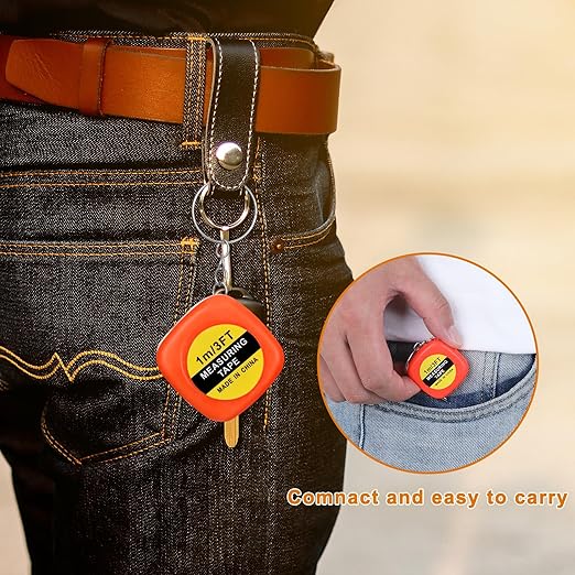 80 Pack Mini Tape Measure Keychains, 3ft/ 1m Functional Small Retractable Measuring Tape Portable Easy Read Pocket Measurement Tape for Birthday Party Favors Engineer Crafter Daily Use(Orange)