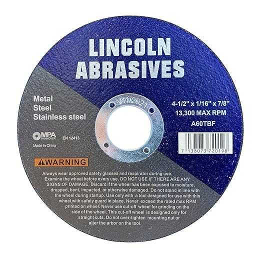 50 Pc 4.5" x 1/16" x 7/8" Cut-Off Wheels Lincoln Abrasives Metal & Stainless Steel