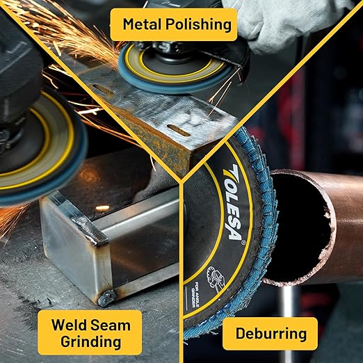 TOLESA Flap Discs 4 1/2 for Angle Grinder, 80 Grit Type 29 Zirconia Grinding Disc for Stainless Steel, Sheet Metal, Cast Iron (24 Pack)