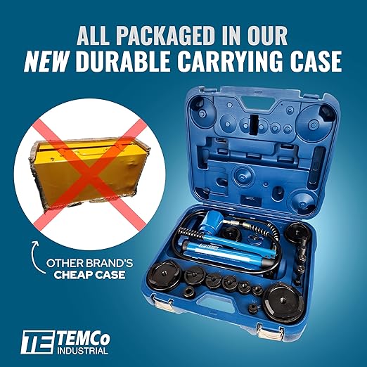 TEMCo TH0037 4" Hydraulic Knockout Punch Electrical Conduit Hole Cutter Set KO Tool Kit 5 Year Warranty