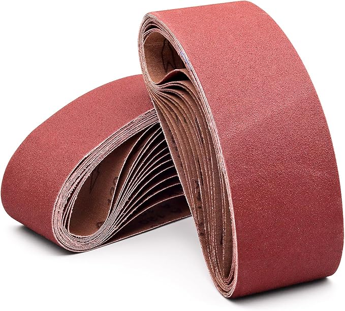 3 x 21 inch Belt Sander Sanding Belts, 120 Grit 3 inch x 21 inch Aluminum Oxide Belt Sander Belt for Belt Sander, 24 Pack(3x21in, 120 Grit)