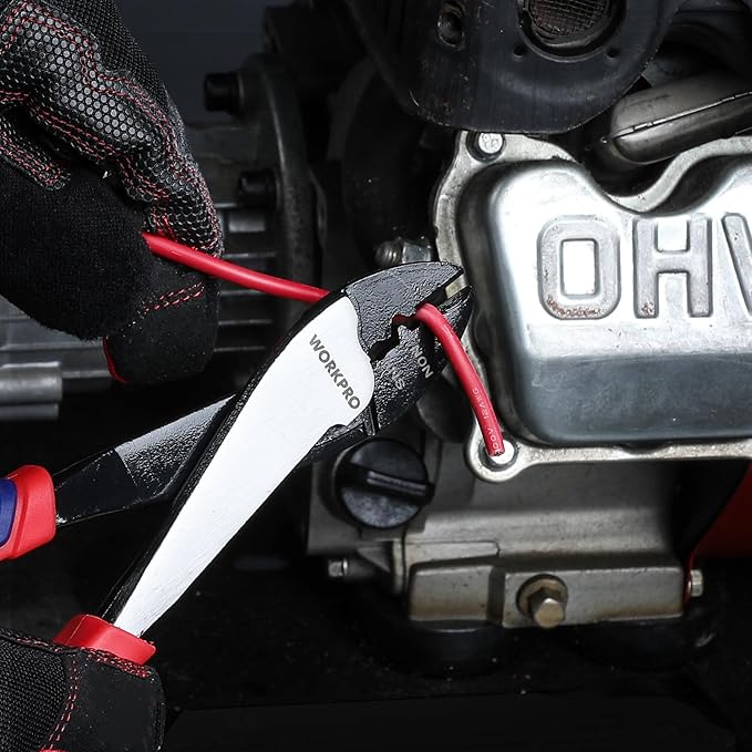 WORKPRO 9.5" Wire Cutter/Crimper, Wire Crimping/Cutting Tool for 10-22 AWG Terminals and Connectors, Designed for Insulated and Non-Insulated Connections