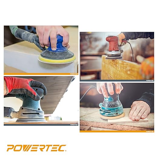 POWERTEC 45132, 6" x 8 Holes, 320 Grit, A/O Hook & Loop Sanding Disc, 25PK