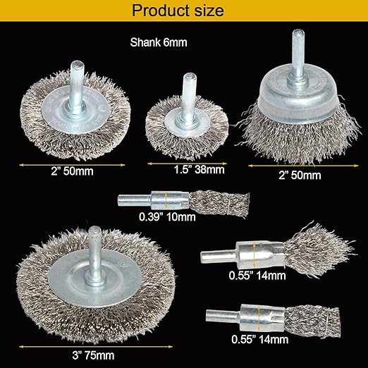10PCS Professional Wire Wheel Brush Set, Stainless Steel Cup Wire Brush for Drill with 1/4 Inch Shank, Wire Brushes for Cleaning Rust Removal, Corrosion & Scrub Surfaces