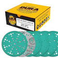 Dura-Gold Premium 2000 Grit 6" Green Film Sanding Discs, 49-Hole Pattern, Box of 50 - Heavy-Duty Dustless Hook & Loop Backing Sandpaper for DA, Random Orbital Sander, Detail Color Sand Auto Paint Wood