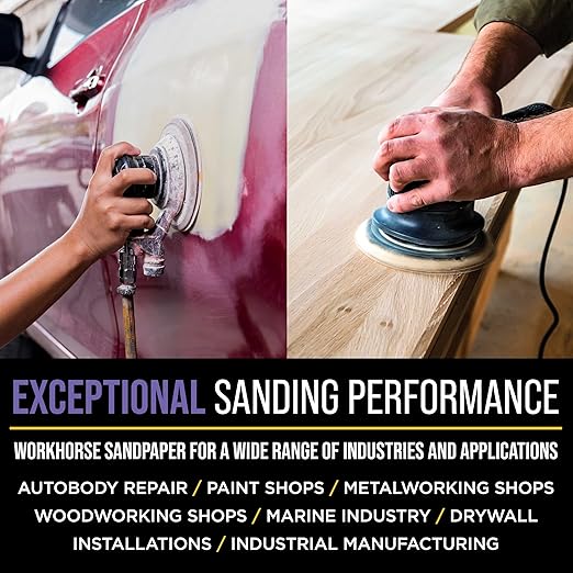 Dura-Gold Premium 180 Grit 5" Purple Film Ceramic Sanding Discs, 8-Hole Pattern, Box of 50 - Dustless Hook & Loop Backing Sandpaper for DA & Random Orbital Sanders - Sand Auto Paint, Wood, Woodworking