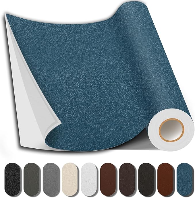 Leather Repair Patch, 17X79 Inch Repair Patch Self Adhesive Waterproof, DIY Large Vinyl Patches for Couches, Furniture, Kitchen Cabinets, Wall （Blue, 17X79 Inch）
