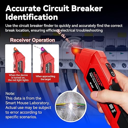 NOYAFA NF-827 AC Circuit Breaker Finder, New Upgraded Quickly Identify 90-120V NCV Circuit Breaker Finder Tool Kit with Integrated GFCI Outlet Tester, Electric Tester with Storage Case, Flashlight