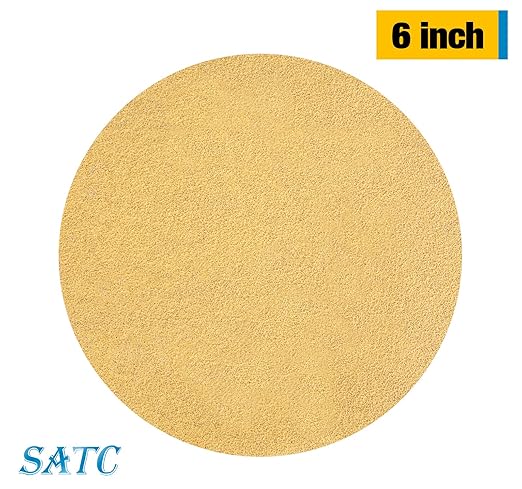 S SATC 100 PCS PSA Sanding Discs 6 Inch Adhesive Backed Sandpaper 120 Grit Sander Attachment for Drill Self Stick Aluminum Oxide Round Automotive Sandpaper with Sticky Back