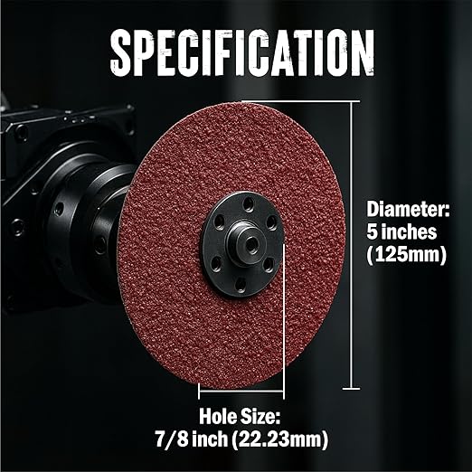 Aluminum Oxide Resin Fiber Sanding and Grinding Discs, 5” x 7/8”, 36 Grit - 25 Pack