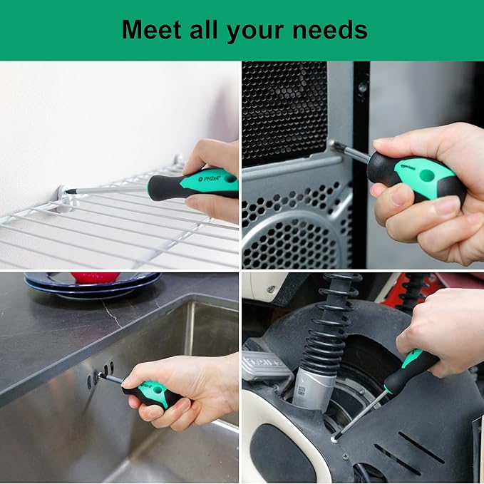 Amazon Basics Magnetic Screwdrivers Set, Includes Phillips, Slotted, Torx, Square, and Stubby Screwdrivers, 12-Piece Hand Tools Set, Turquoise