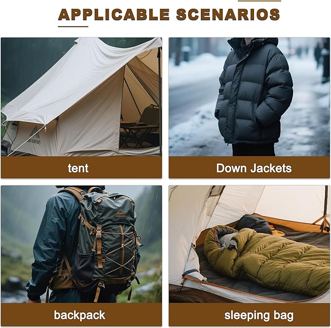 Azobur Down Jacket Repair Patches-Waterproof, Self-Adhesive,Nylon Fabric Patches for Puffy Jackets, Rain and Snow Gear, Tents, Sleeping Bag and More(Purple，2pcs)