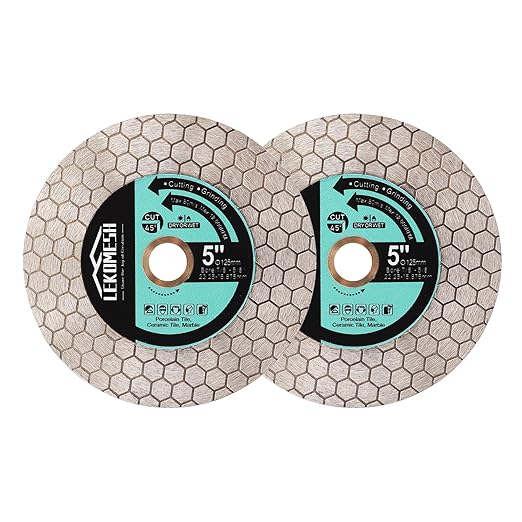 Tile Blade 5"/125mm - 2pcs Diamond Saw Blade Hexagon Design for Cutting and Grinding Granite Marble Ceramic Porcelain Tile,Arbor 7/8"-5/8"