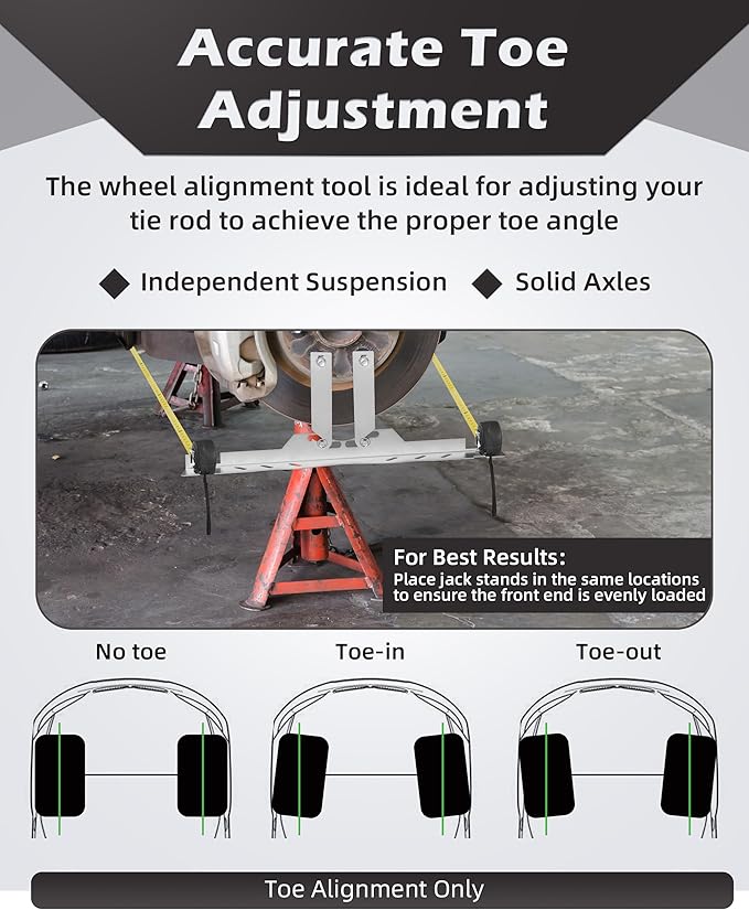Upgraded Wheel Alignment Tool Kit, Toe Alignment Tool Plates with Extension Arms, Heavy Duty Front End Alignment Tool for Cars, Fast Precise DIY Toe Alignment at Home, Fits Lower Calipers, Silver