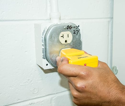 Sperry Instruments CS550A Circuit Breaker Finder, Quickly Locate AC Circuits/Fuses, Visual LED, Plug Style Transmitter/Auto-Sensing Receiver, 120V AC, Yellow