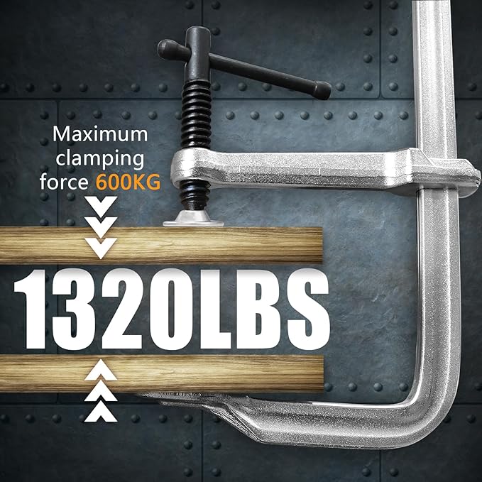 2-Pack 12-Inch Heavy-Duty F-Clamps for Welding, Woodworking & Metalworking – 1320 lbs Load Capacity, 4-3/4 Inch Throat Depth, All-Steel Construction