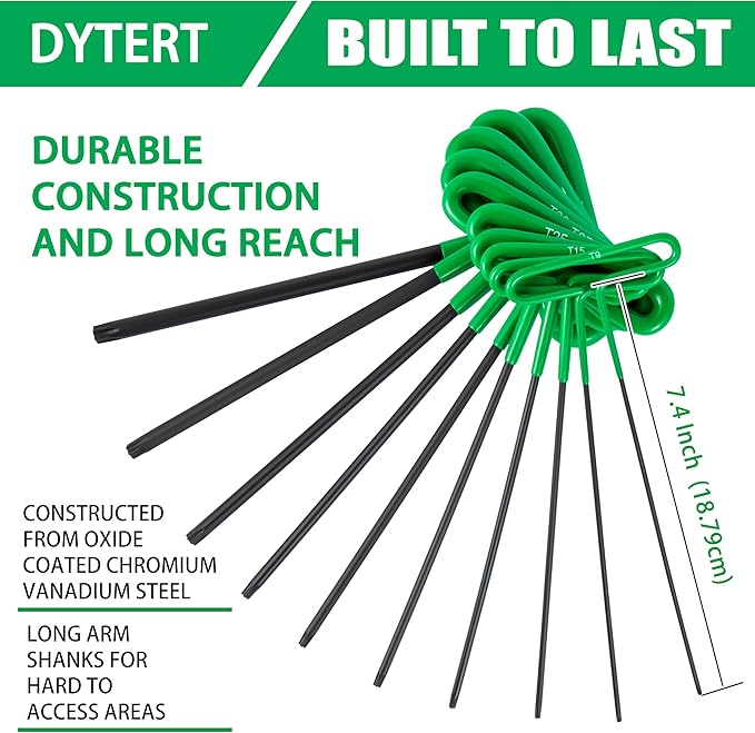 30-Piece T Handle Allen Wrench Set with Metric(2-10MM) & Inch(3/32-3/8) & Torx（T9-T50 Allen Hex Keys Wrench Set, 7.4 inches long, Cushion Grip