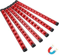 ALOANES Magnetic Socket Organizer Set, 6-Piece Heavy Duty Aluminum Socket Holder Socket Rail Organizer for Tool Box, 360° Swivel Clips Socket Rack 1/4, 3/8, 1/2-Inch x 80 Clips (RED)