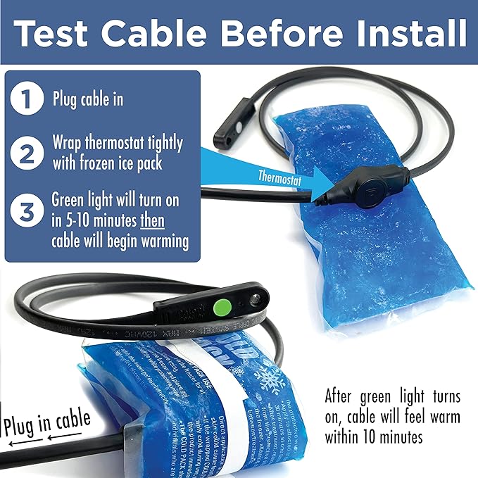 Radiant Solutions Company Intelligent Heat Tape for Water Pipe Freeze Protection - with GlowCap™, Built-in Thermostat, Tape Included, 10-yr Warranty, Heavy-Duty, Self-Regulating, 120V (100 Ft)