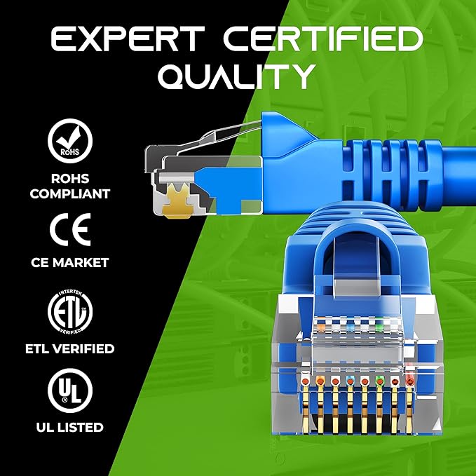GearIT 100-Pack, Cat5e Ethernet Patch Cable 3 Feet - Snagless RJ45 Computer LAN Network Cord, Blue - Compatible with 48 Port Switch POE Rackmount 48port Gigabit