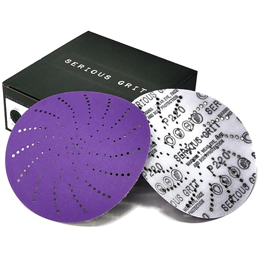 6-Inch 220 Grit Ceramic Multi-Hole Hook & Loop Sanding Discs - Advanced Grain for Fast Cutting & Long Life - Film-Backed Universal Fit Sandpaper for 6-in Sanders - 50 Pack Box