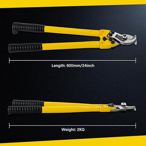 24 Inch Heavy Duty Cable Cutter, Carbon Steel Wire Rope Cutter for Aluminum and Copper Wire Rope, Multi-Functional Labor Saving Long Arm Wire Cutter Pliers with Ergonomic Design