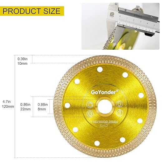 GoYonder 4.5 Inch Super Thin Tile Saw Blade, Diamond Blade for Angle Grinder, Dry Wet Tile Blade for Ceramic Tile, Concrete, Granite Cutting