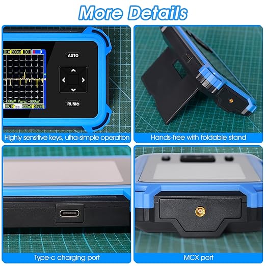 Handheld Oscilloscope Beginner, AIOMEST Mini Osciloscopio with 1MHz Bandwidth 8.33MSa/s, ±400V (800Vpp X10) - 150g Portable Scope for Automotive DIY, Electronics Hobbyists, Student Lab