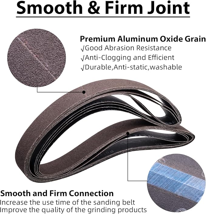 2 x 72 Sanding Belts, 60 Grit 2x72 Aluminum Oxide Metal Grinding Belts, 2x72 Inch Sanding Belt for Metal Polishing, Knife Sharpening, 6 Pack(2x72in,60 Grit)