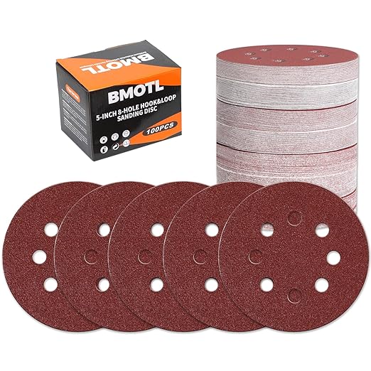 100Pcs 40 Grit Sanding Discs 5 Inch 8 Hole: Woodworking/Metalworking Round Extra Coarse Hook and Loop Sandpaper for Random Orbital Sander